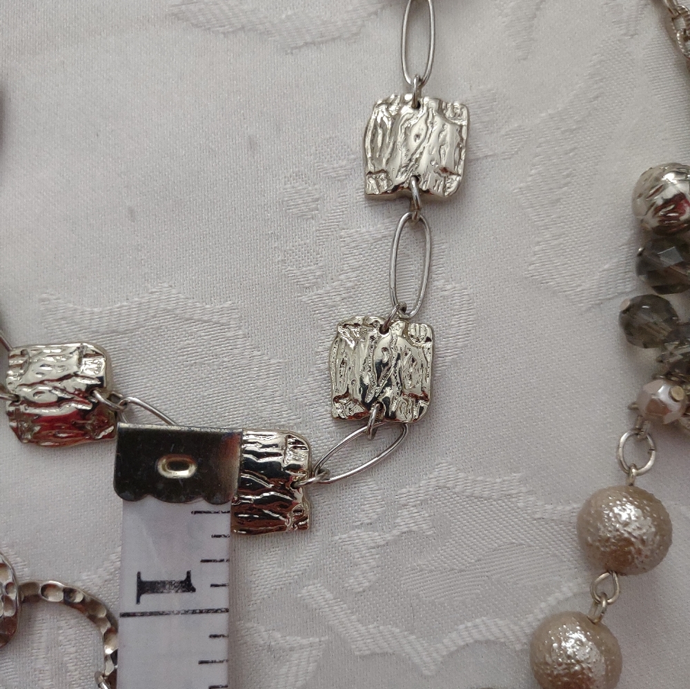 Chico's Multi Strand Chain Link Two Layers Silver… - image 4